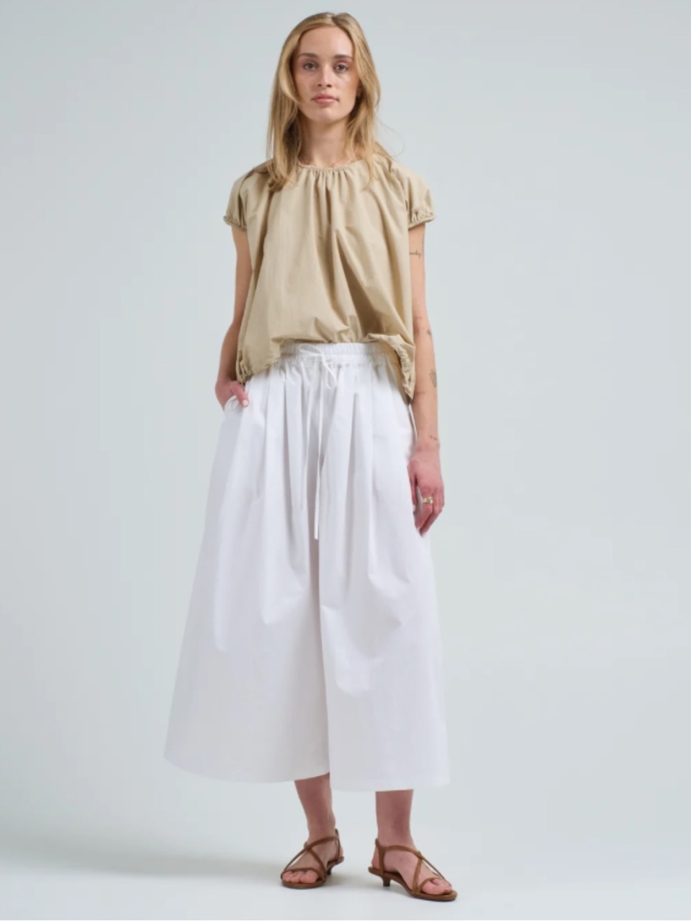 PSOPHIA Wide Leg White Pants Drawstring Waist Size 36 / US 4 Small $330